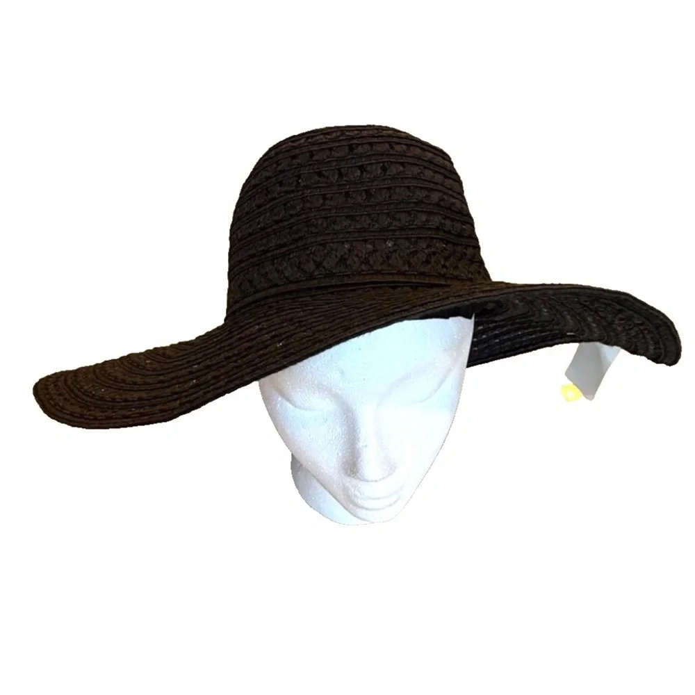Maddhatter Women's Woven Wide Brim Sun‎ Hat; Black; One Size NWT
